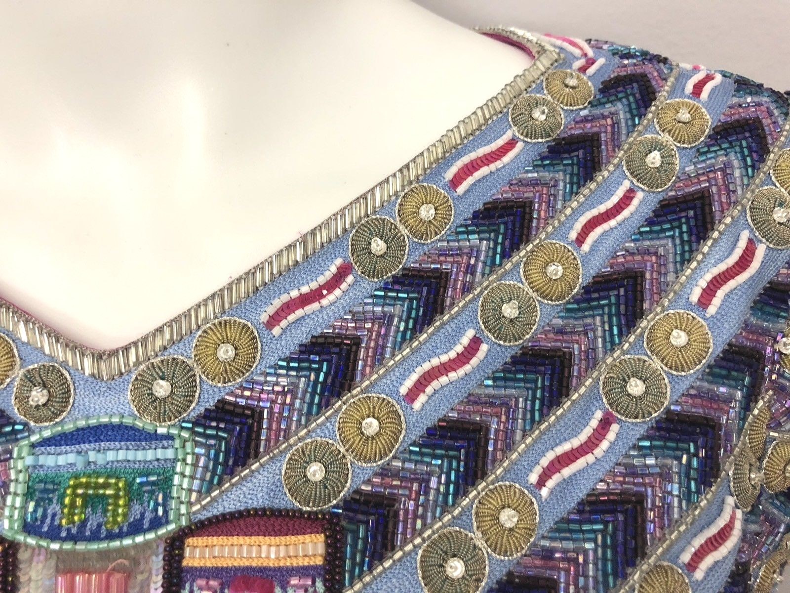 MARY MCFADDEN COUTURE Vintage Beaded Hot Pink Fortuny Pleated Gown, sz 6