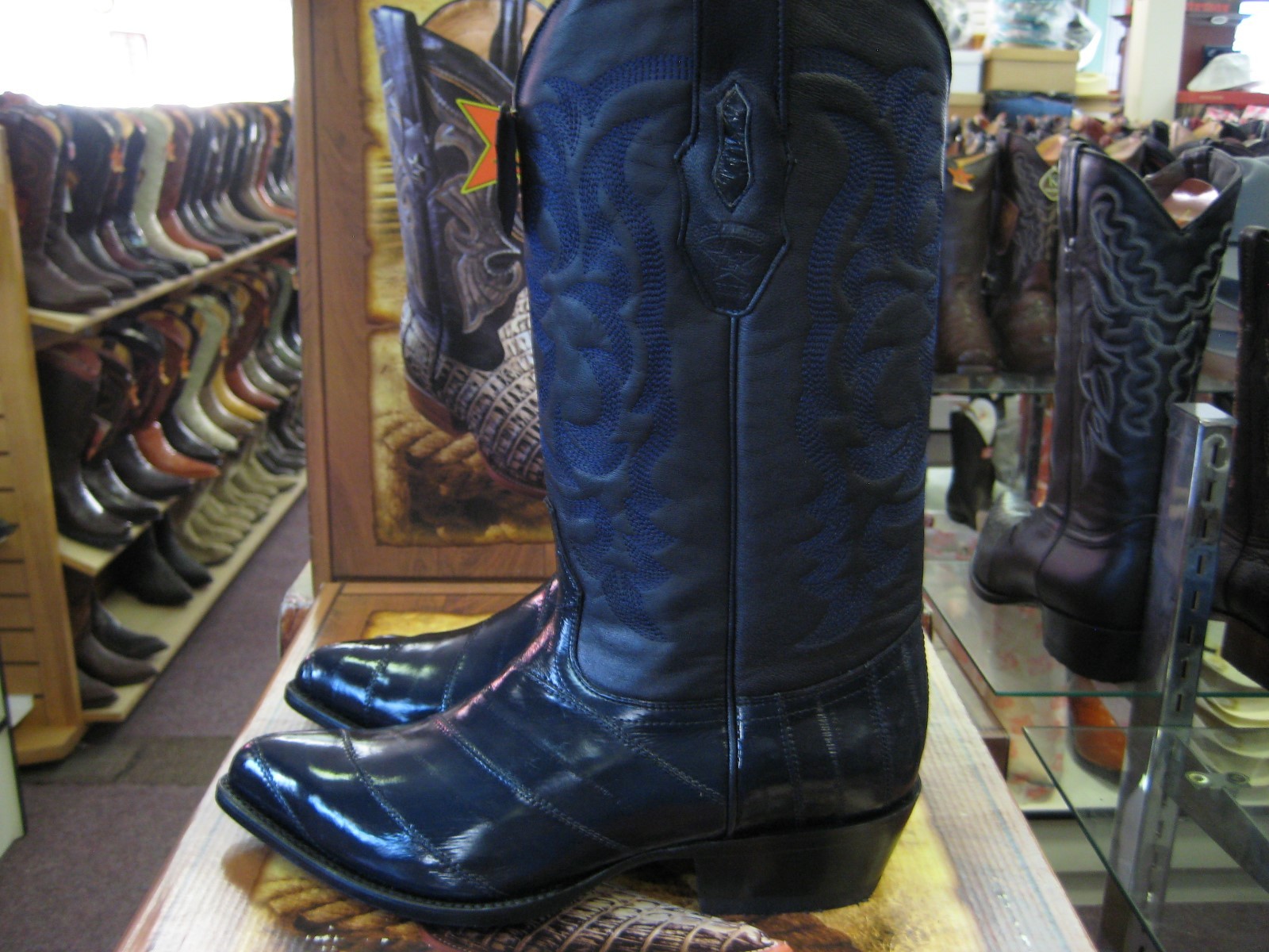 Pre-owned Los Altos Boots Los Altos Men Navy Blue Genuine Eel Western Cowboy Boot J-toe (d) 090810