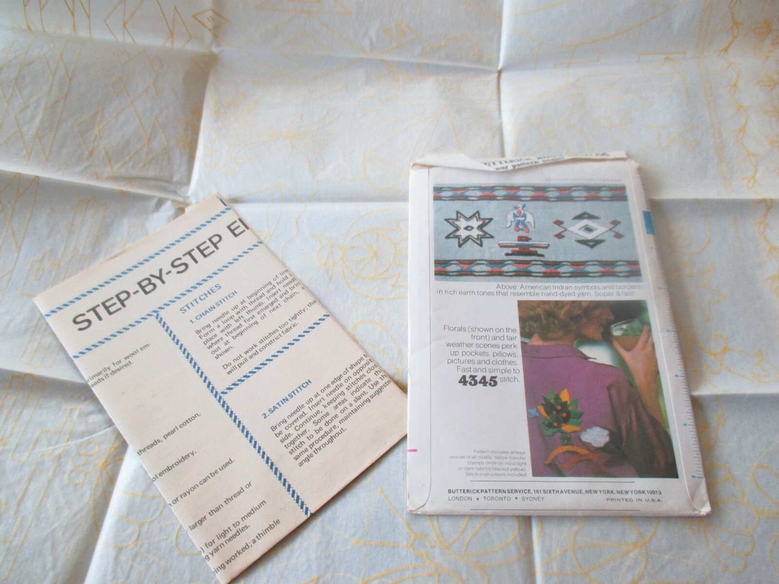 VINTAGE Butterick IRON-ON Embroidery TRANSFERS - #4345 ASSORTED THEMES