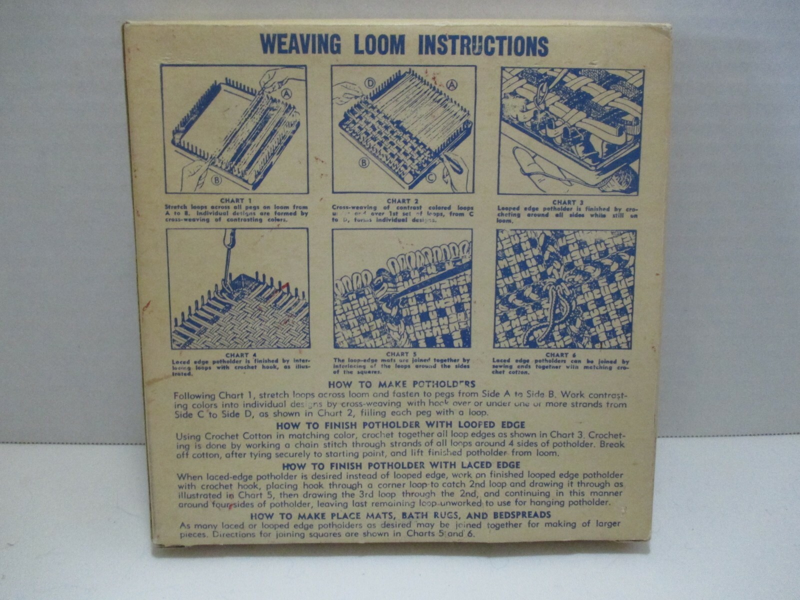 VINTAGE HAPPY FOLKS WEAVING LOOM WITH TOOL & INSTRUCTIONS + CROCHET HOOK EUC