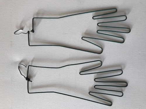 Antique Blue Wire Glove Stretchers With Hooks