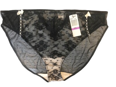 NWT PARAMOUR Felina 635005 CAPTIVATE Mesh Lace Hipster Bikini Black XXL P1014