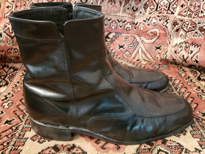 Florsheim vintage 1970s black leather zip boots size 11 EEE
