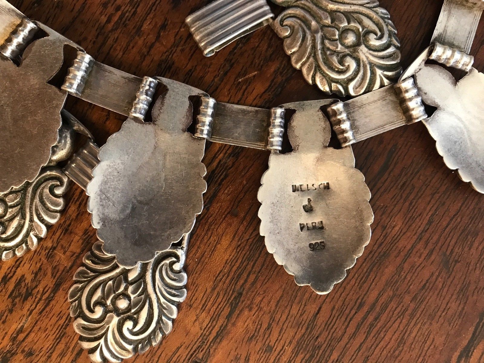 VINTAGE PERUVIAN  STERLING SILVER NECKLACE RARE AND BEAUTIFUL BY WELSCH SIGNED