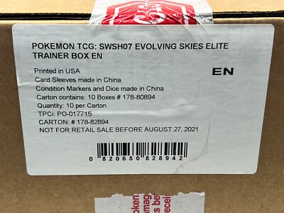 (10X) Pokemon Evolving Skies Elite Trainer Box Sealed Case