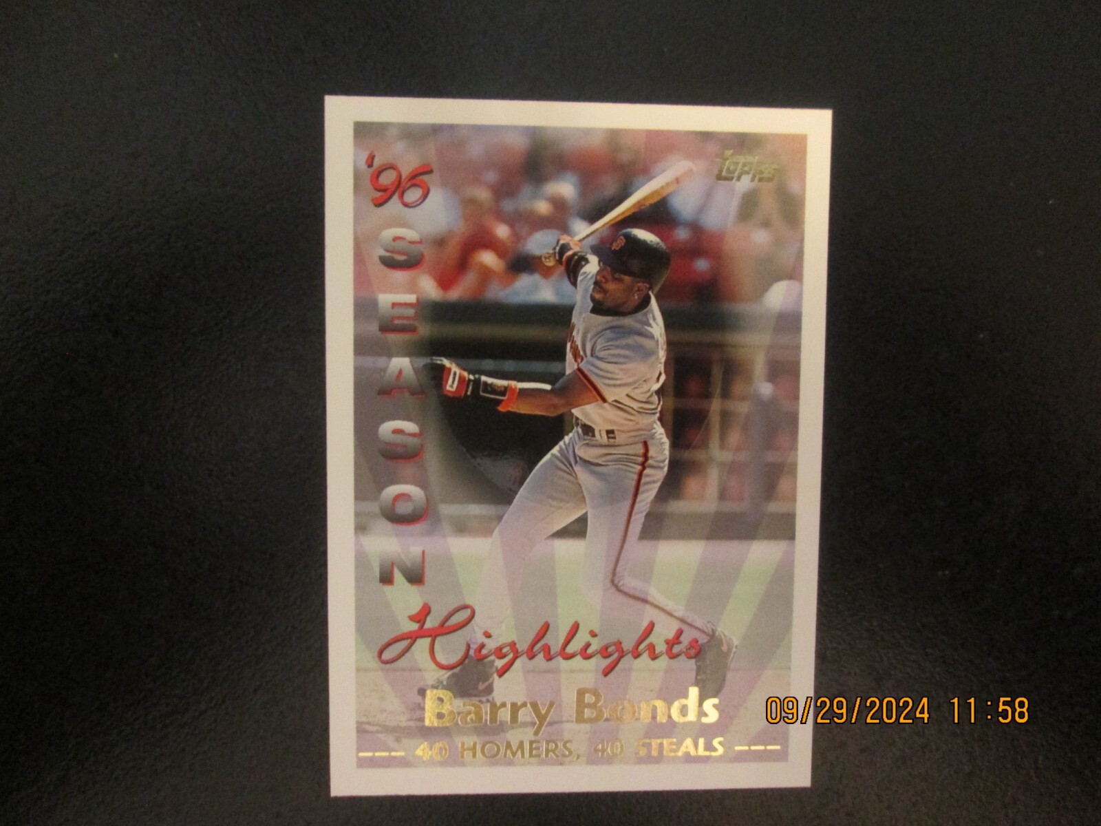 バリーボンズセット BARRY BONDS GIANTS 1997 TOPPS 40 HOMERS, 40 STEALS CARD #465