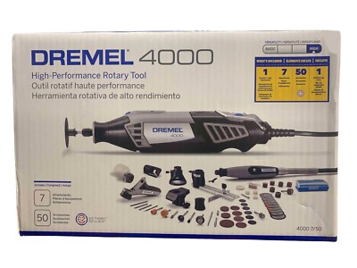 Dremel 4000 7/50 High Performance Rotary Tool Kit 7 Attachments 50 Accessories