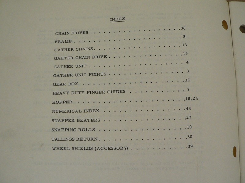 Allis Chalmers Dealers Parts Catalog Corn Head Model A Gleaner Baldwin 1959