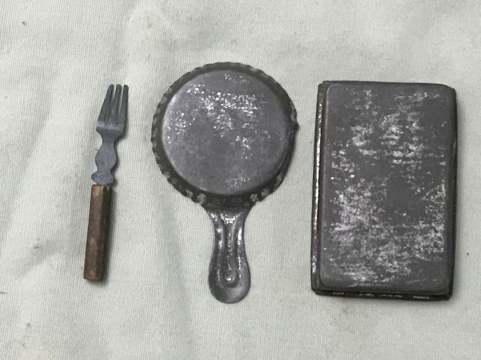 Vintage Child's Tin Galvanized Metal Cooking Pots and Pans