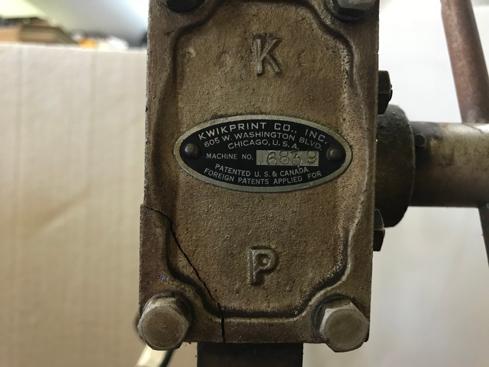 !!!! KWIKPRINT MACHINE NO. 6839 HOT GOLD STAMPING MACHINE !!!!
