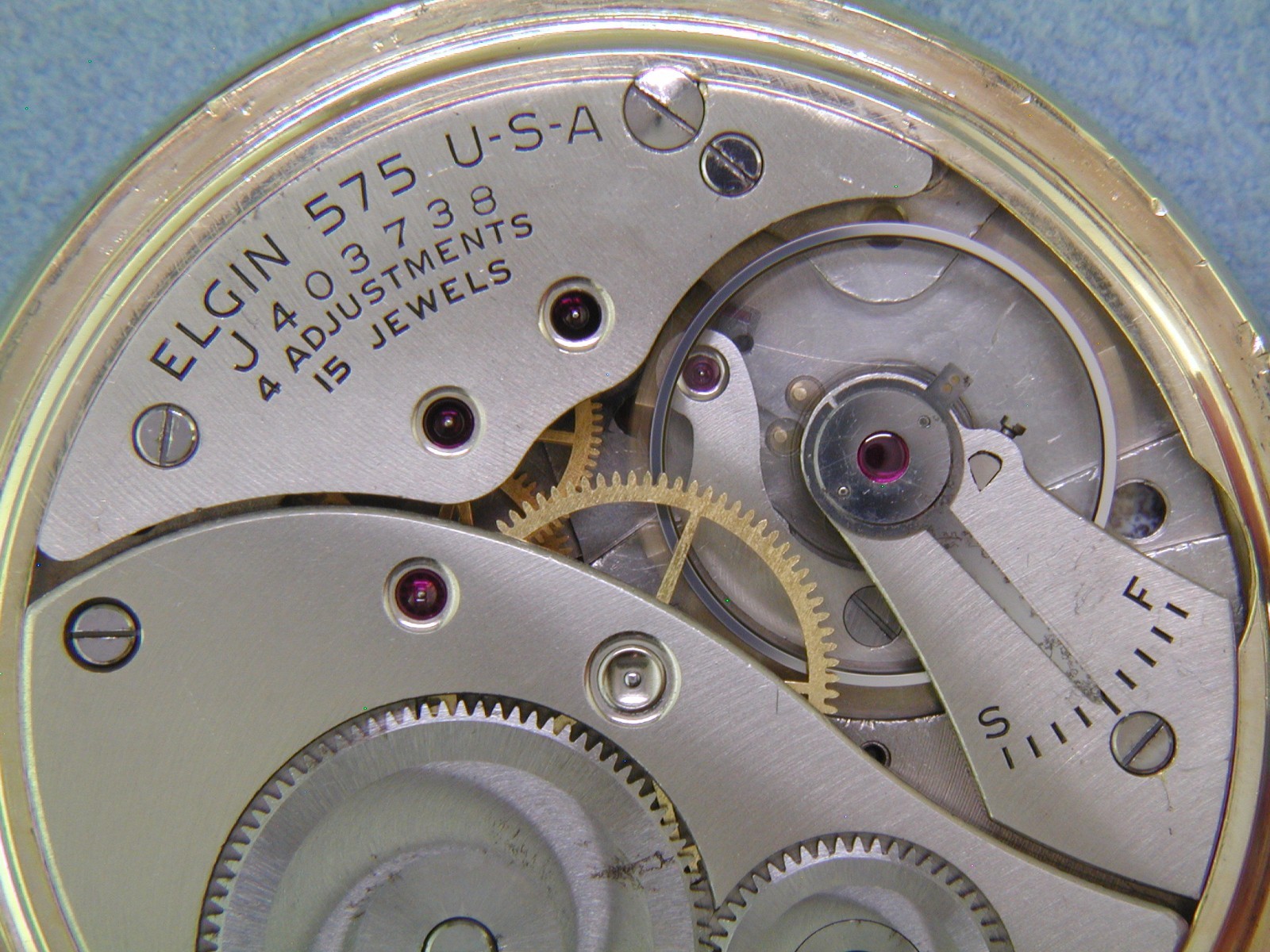 Elgin 575 16 size Open Face 15 Jewel Pocket Watch 10K Rolled Gold Case RUNNING