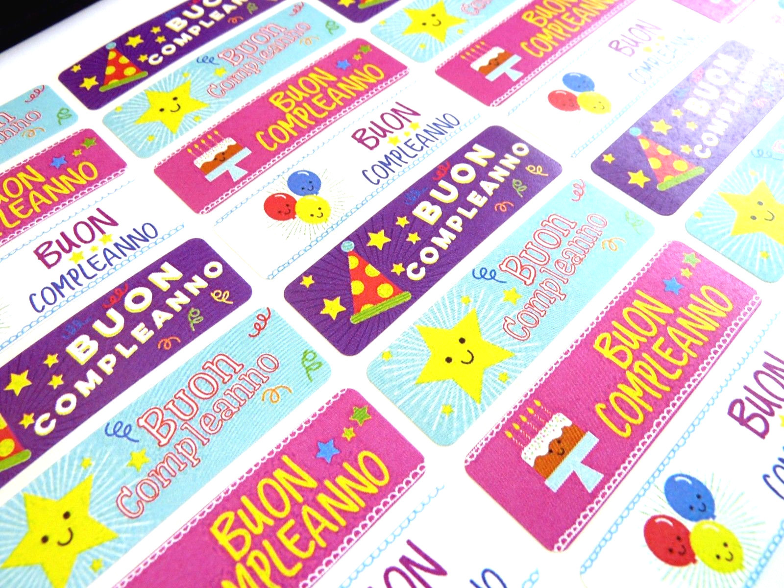 Buon Compleanno Italien Joyeux Anniversaire Etiquettes Autocollants Pour Cartes Ebay