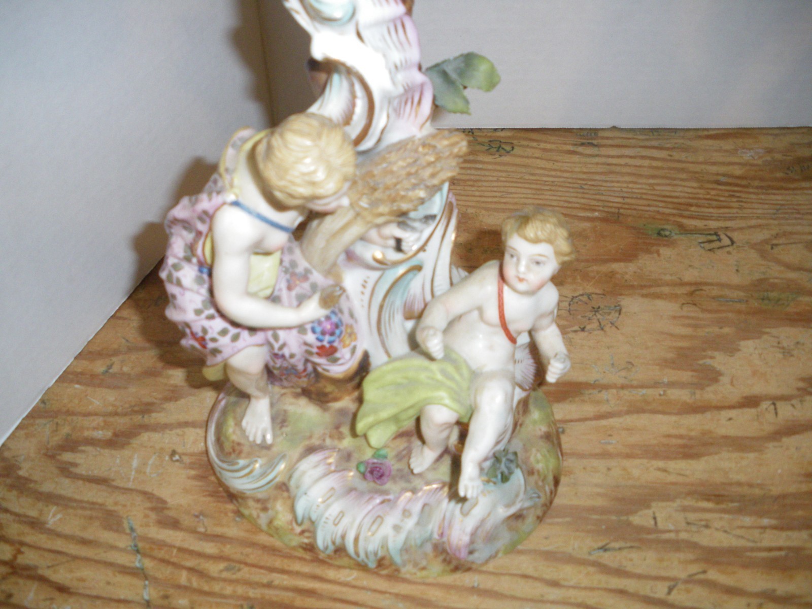 Pair Meissen Antique Porcelain Figural 5 arm - 2 part Candleholders Candlesticks
