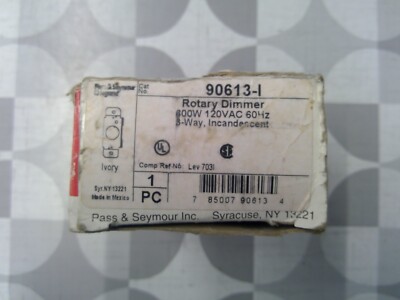 Pass & Seymour 90613-I 3 Way 600W 120V Rotary Dimmer, Ivory **Free Shipping**
