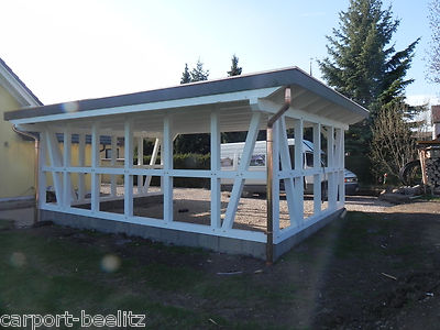 Gebaudebausatze Carports Flachdach Kvh 7 50 X 5 30 M Als Bausatz Fachwerk Carport Erfurt Spiskiruna Se