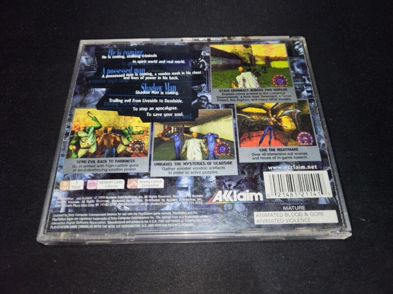 Shadow Man Shadowman Acclaim Sony Playstation 1 PS1 EX+NM Shadow Man Shadowman Acclaim Sony Playstation 1 PS1 EX+NM