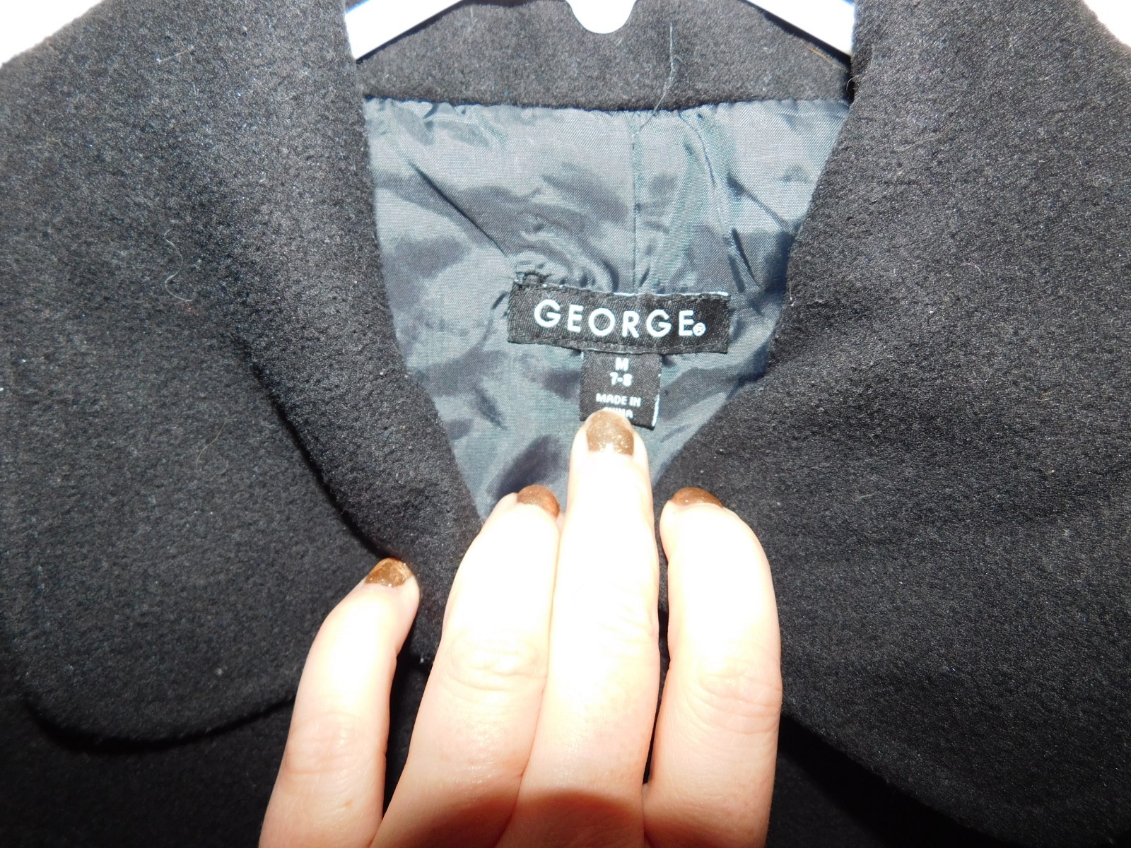 GEORGE Fleece Black Dress Coat Jacket Girls Size M Medium 7-8