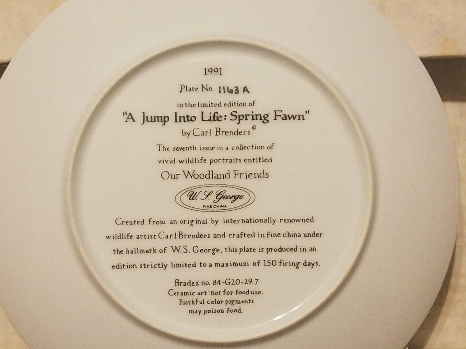 A Jump into Life: Spring Fawn - W. S. George - Fine China Plate - Carl Brenders