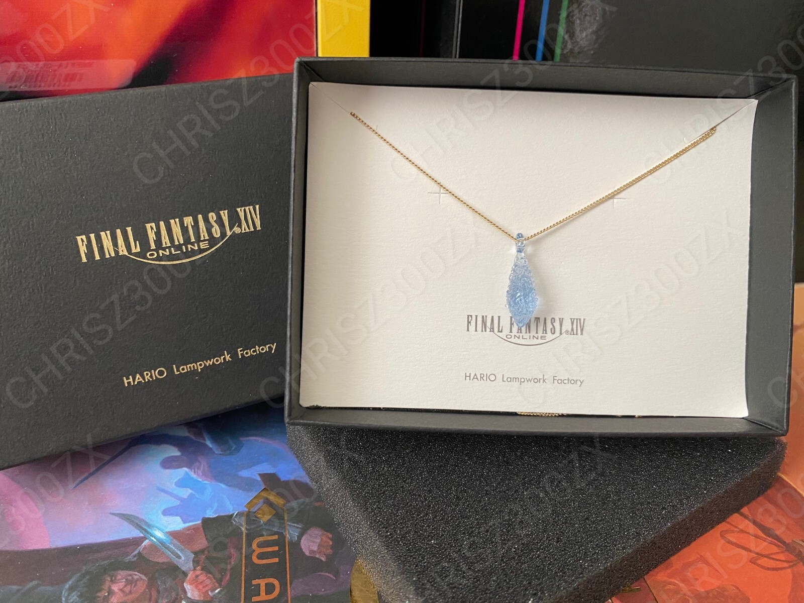 ファイナルファンタジーXIV×HARIO ピアス　と　ネックレス　セット Final Fantasy XIV Mother Crystal Necklace Pendant Charm +