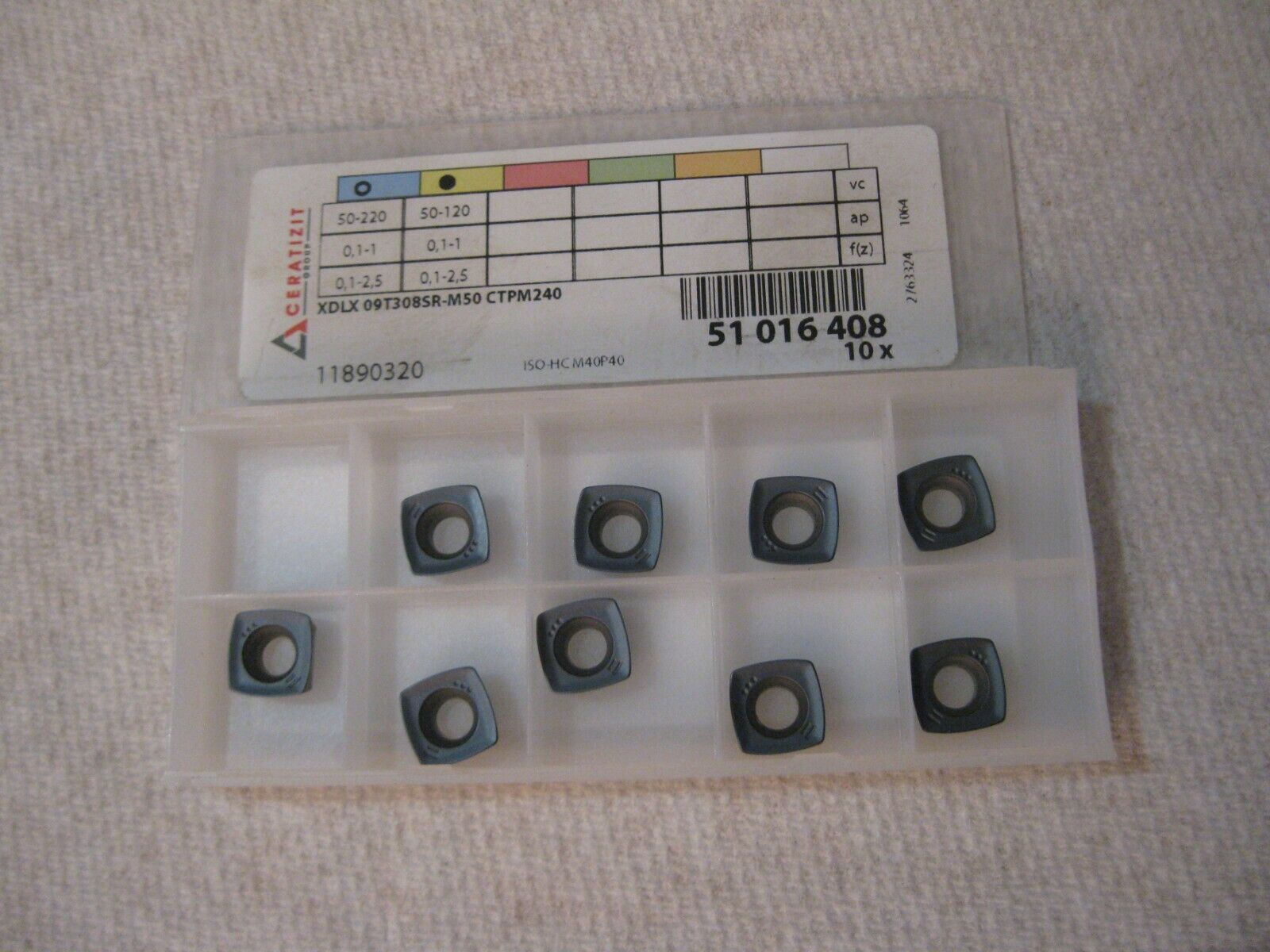 CERATIZIT XDLX 09T308SR-M50 CTPM240 Carbide Insert Lot of 9 CERATIZIT XDLX 09T308SR-M50 CTPM240 Carbide Insert Lot of 9