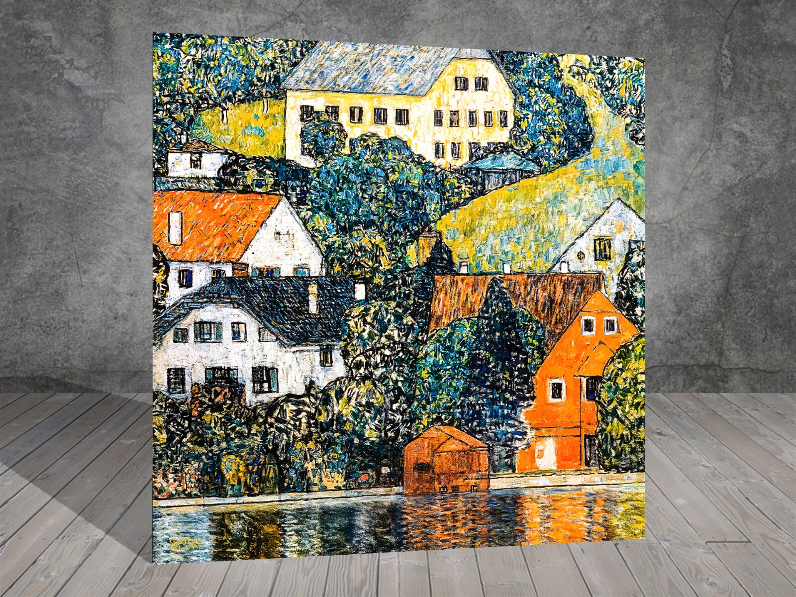 Wee Blue Coo Grußkarte „Gustav Klimt – Häuser In Unterach“ – Hochwertiger Druck, 17,5x12,5 Cm, Mit Umschlag