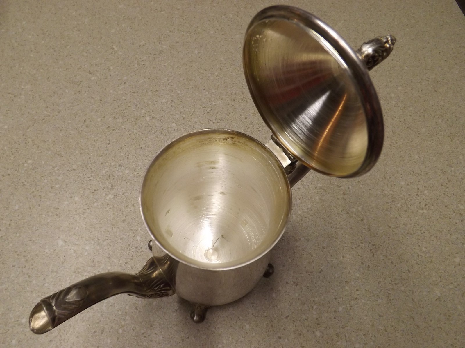 Wm Rogers and Son Silverplate Coffee Tea Pot Footed Ornate Floral Finial