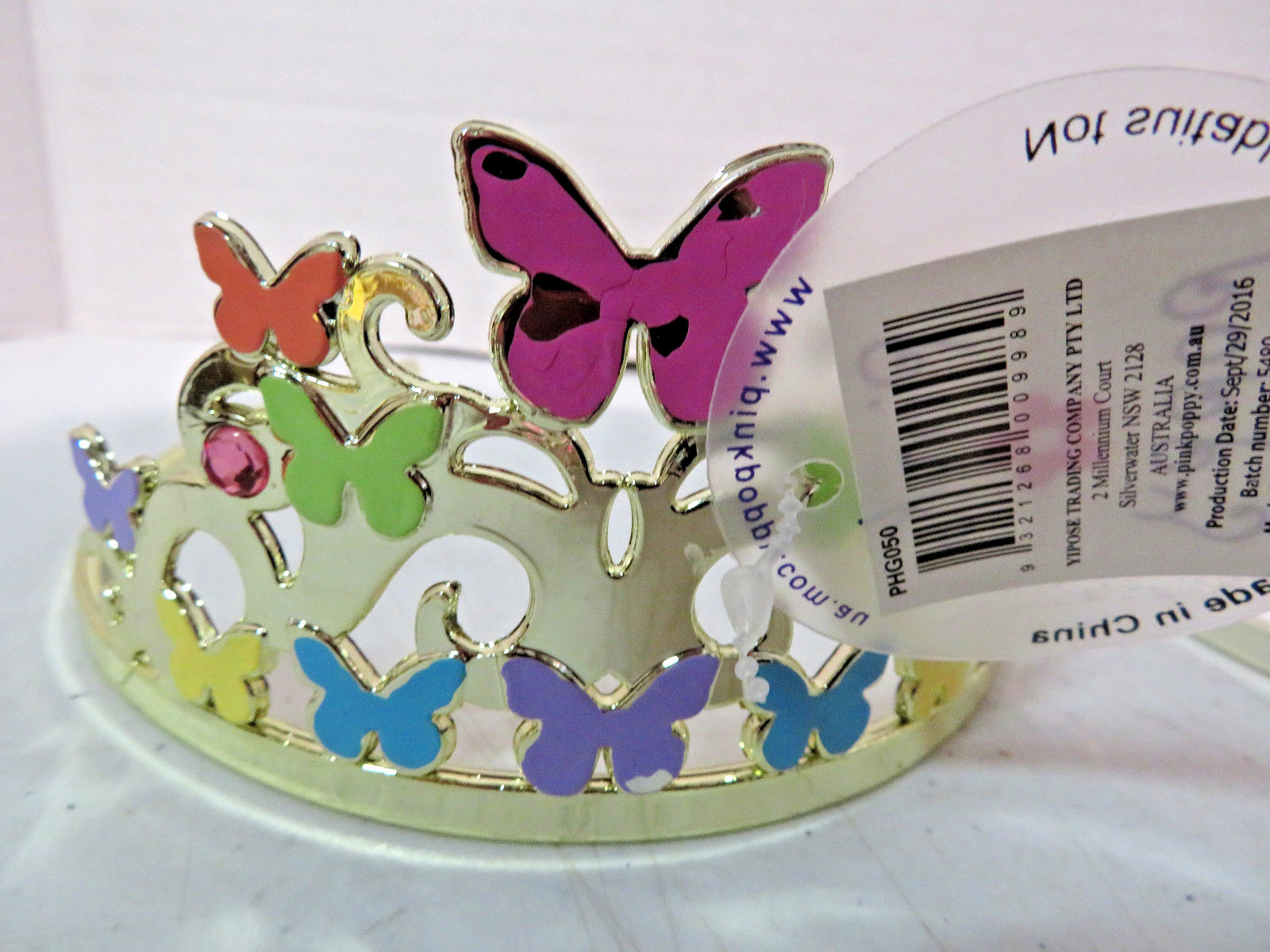 Plastic Crown Kids Set of 3 Jeweled Butterfly Tiaras with paint loss