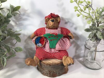 Russ Christmas Country Folks KNITTEN BEARS 7  Shelf Sitter~NEW WITH TAGS
