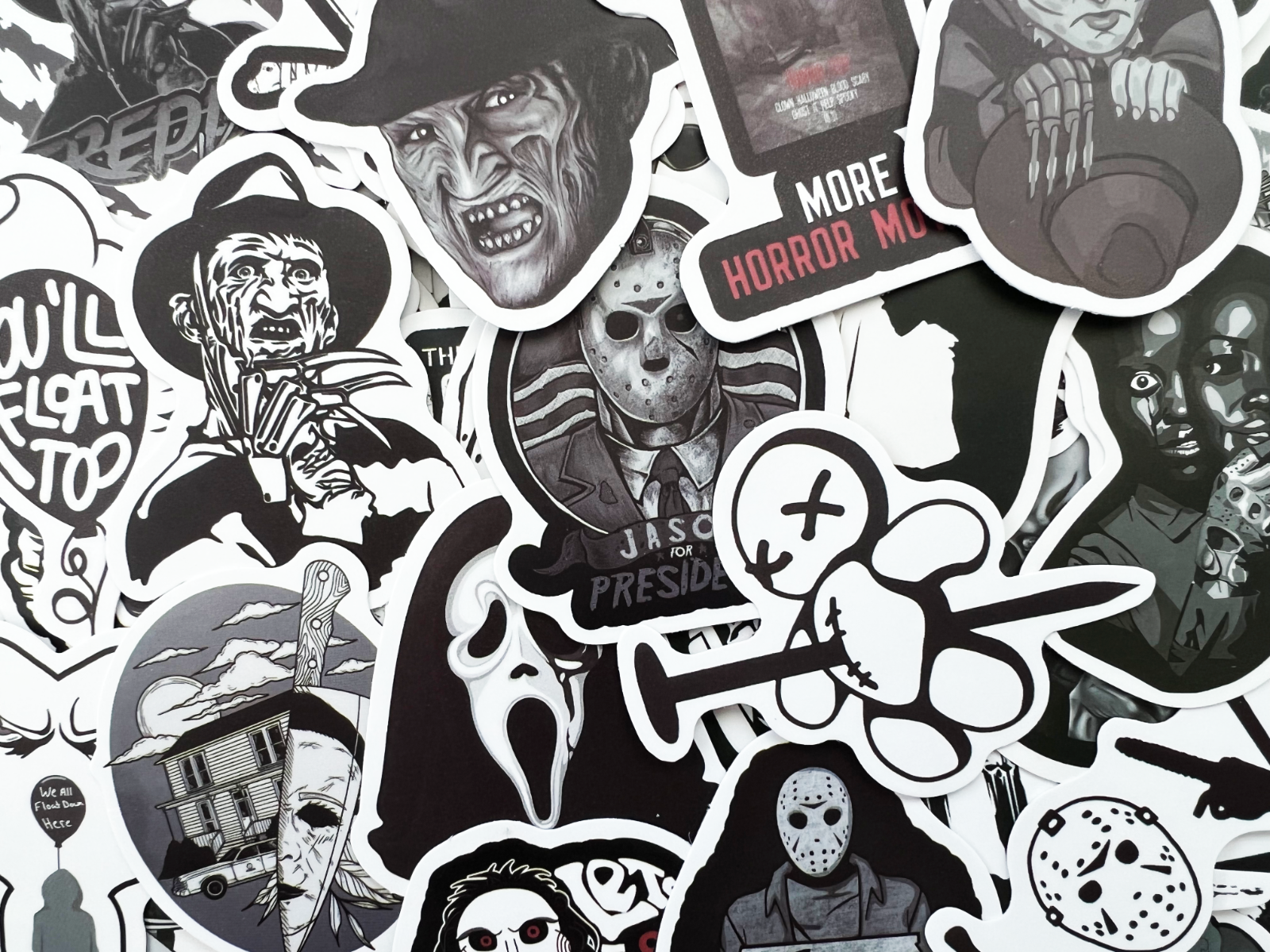 100 Horror Movie Black and White Gothic Laptop Stickers Dark Tattoo Goth Decals