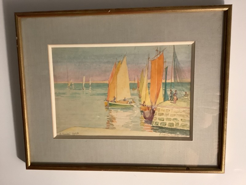 Elisabeth Sonrel (1874-1953) - Art Nouveau - Le Croisic 1928 - Aquarelle