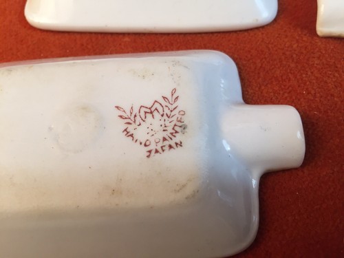 Vintage Moriyama Japan Stacking Ashtray Set Nautical Theme W/ Brass Holder