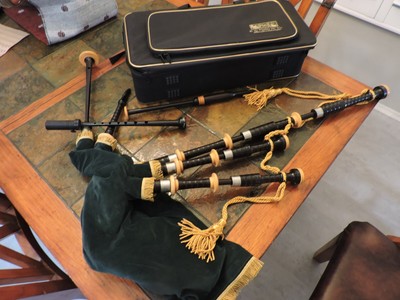 Circa  ?1940s ? or 1950s? Scottish made PETER HENDERSON Bagpipes w/ acc.