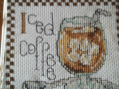 Embroidered Handcrafted Framed Iced Coffee Picture