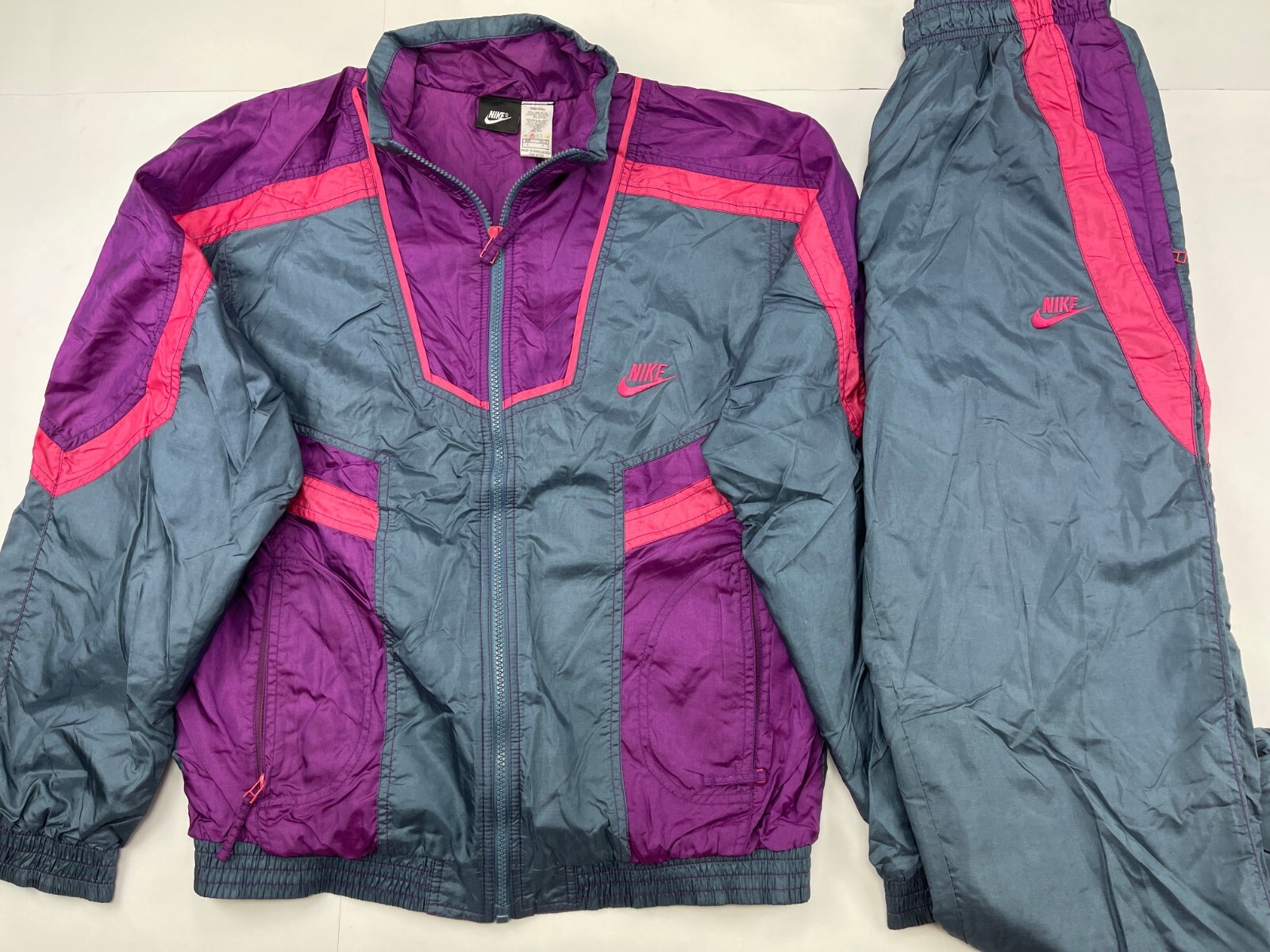 Nike tracksuit, neon purple vintage track suit, jacket pants