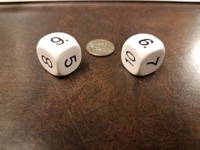 16mm Dice Numbered 5 to 10 for Hands on Equation Algebra Learning System White