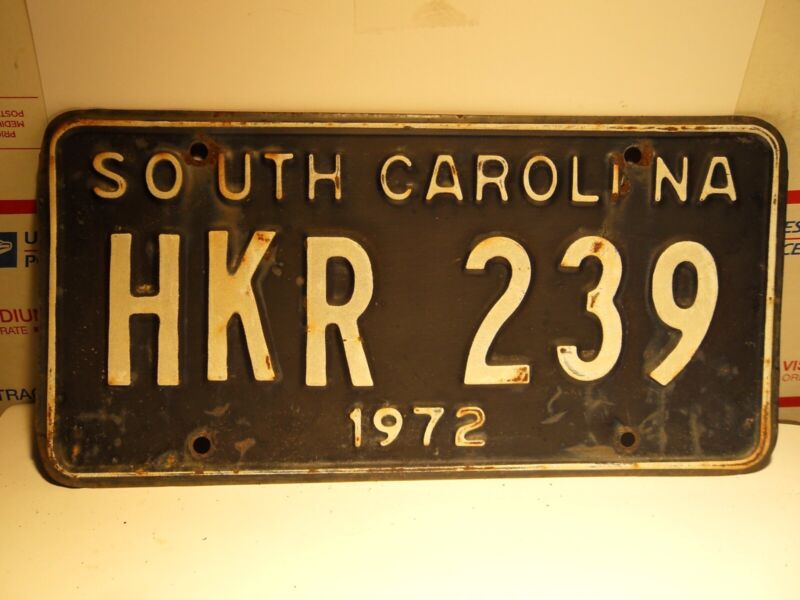 1972 South Carolina Car Truck License Plate Tag Original. #HKR 239