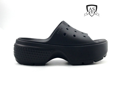 Crocs Stomp Slide Black Women's Size 9 Platform Slides 209346 001 New