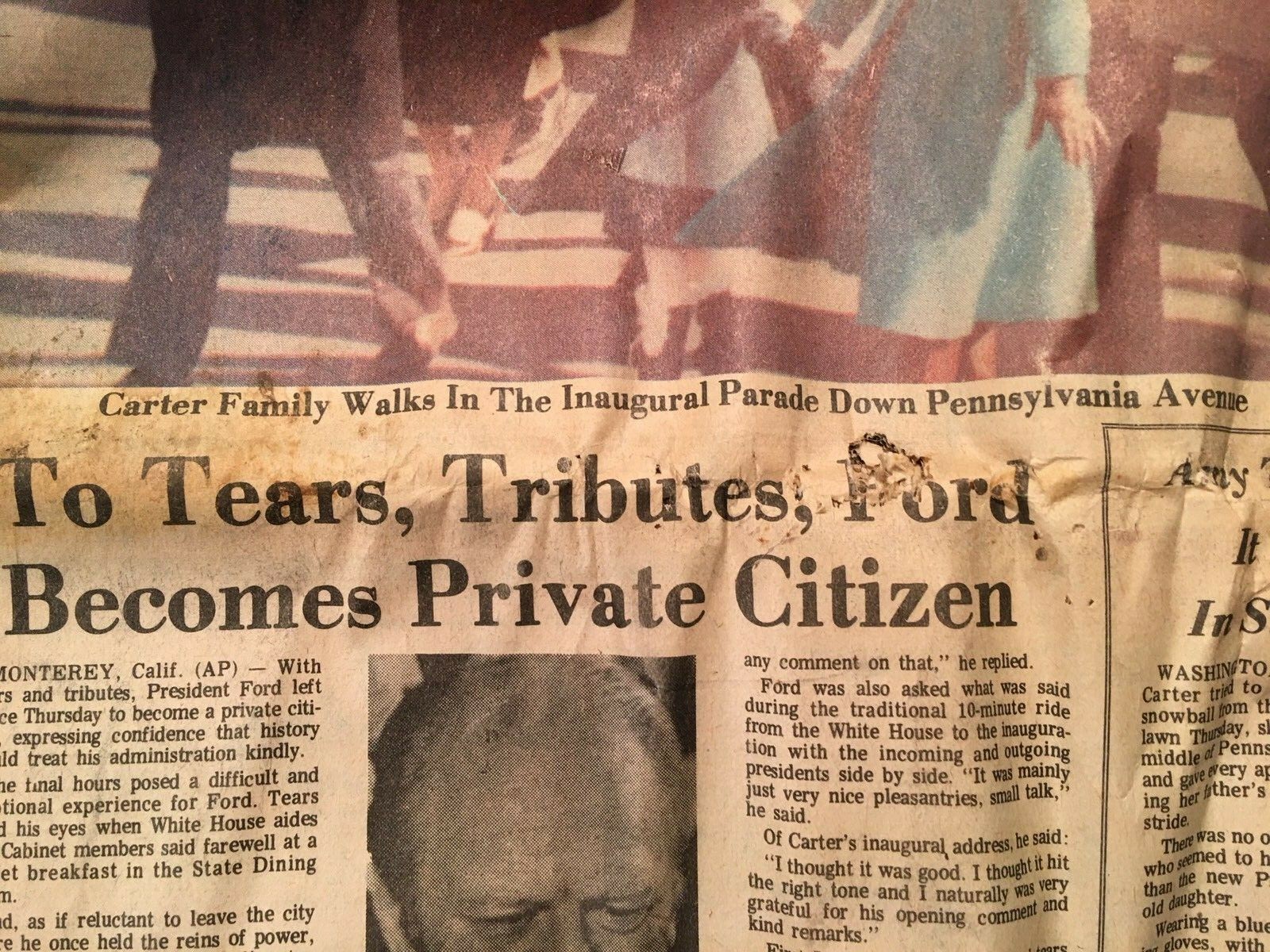 Carter Inauguration - January 21, 1977 - Greensboro Daily News - Greensboro, NC