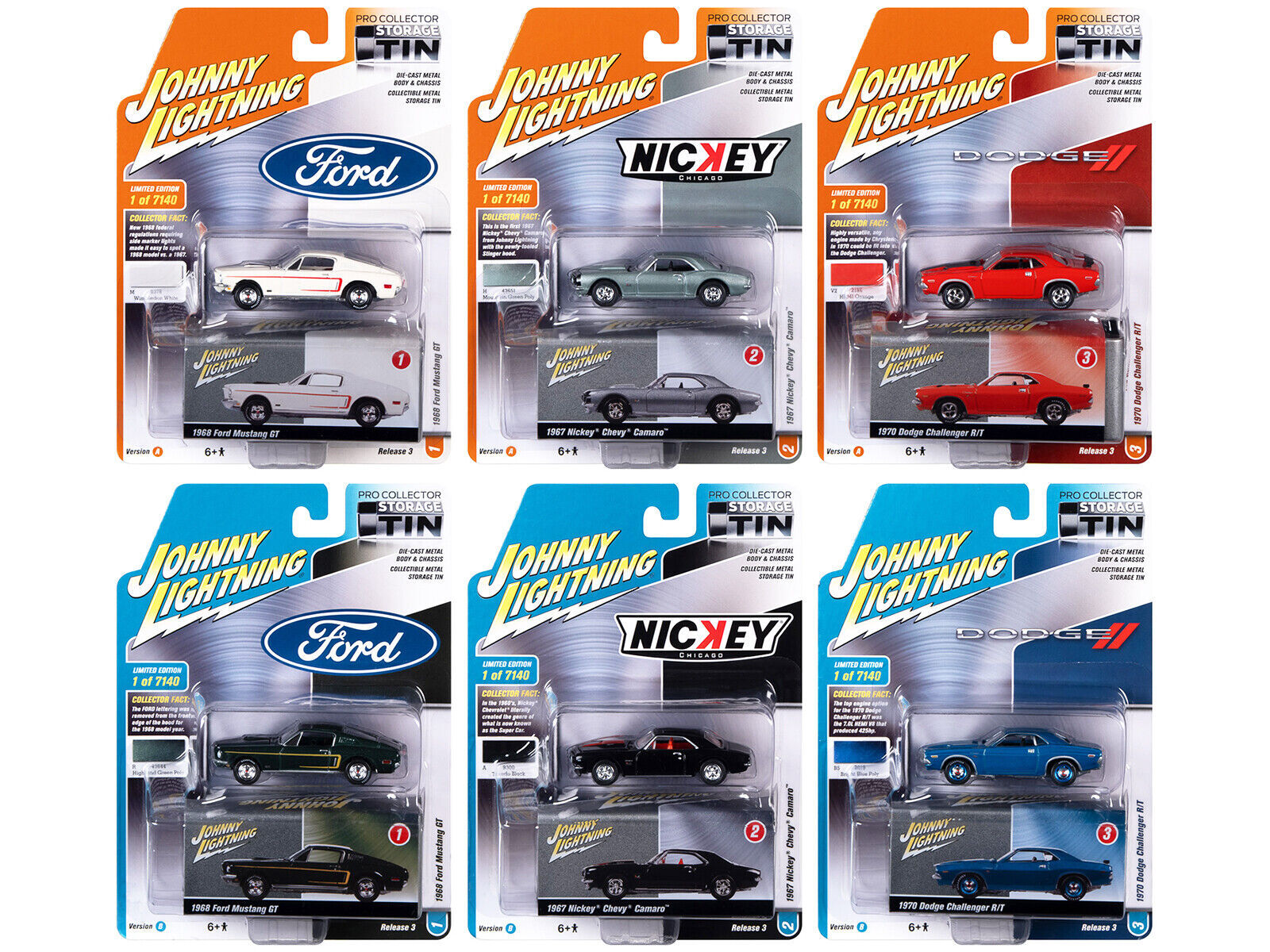COLLECTOR'S TIN 2021 RELEASE 3, SET OF 6 CARS 1/64 BY JOHNNY
