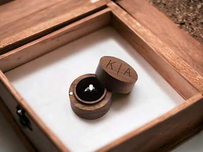 Custom Laser Engraved Proposal Ring Box, Wedding Ceremony Box, Ring Bearer Box