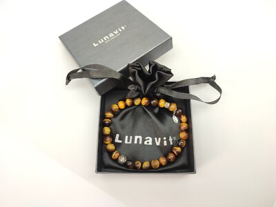 Unisex Magnet Armband - LUNAVIT - Tigerauge - Edelstahl