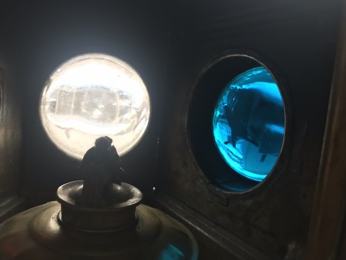 Antique Maritime Brass Three Light Signal Lantern Dietz Burner