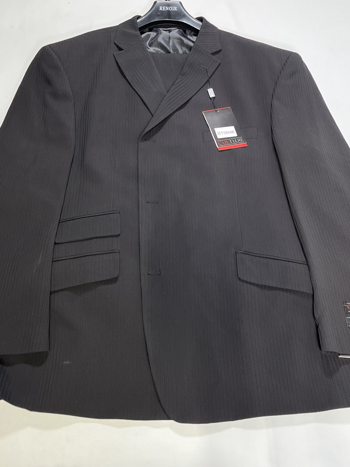Mens Culture Black 2 Piece Suit Size 56R 52W NEW