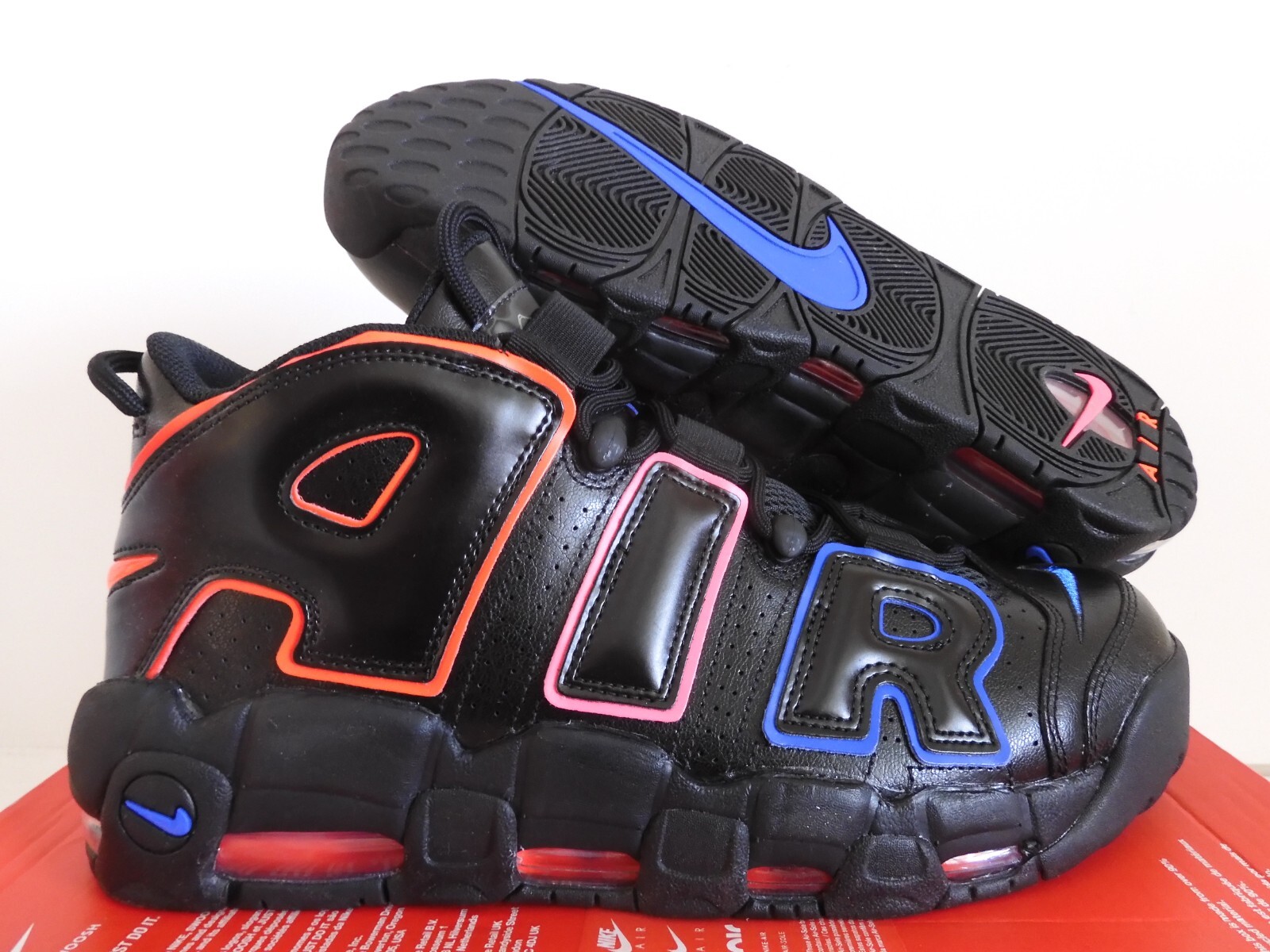 NIKE AIR MORE UPTEMPO 96 BLACK-BRIGHT CRIMSON-BLUE SZ 12