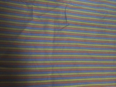 Vintage Cotton Blend Fabric Maroon Green Blue Stripe  1 1/3 Yd/44