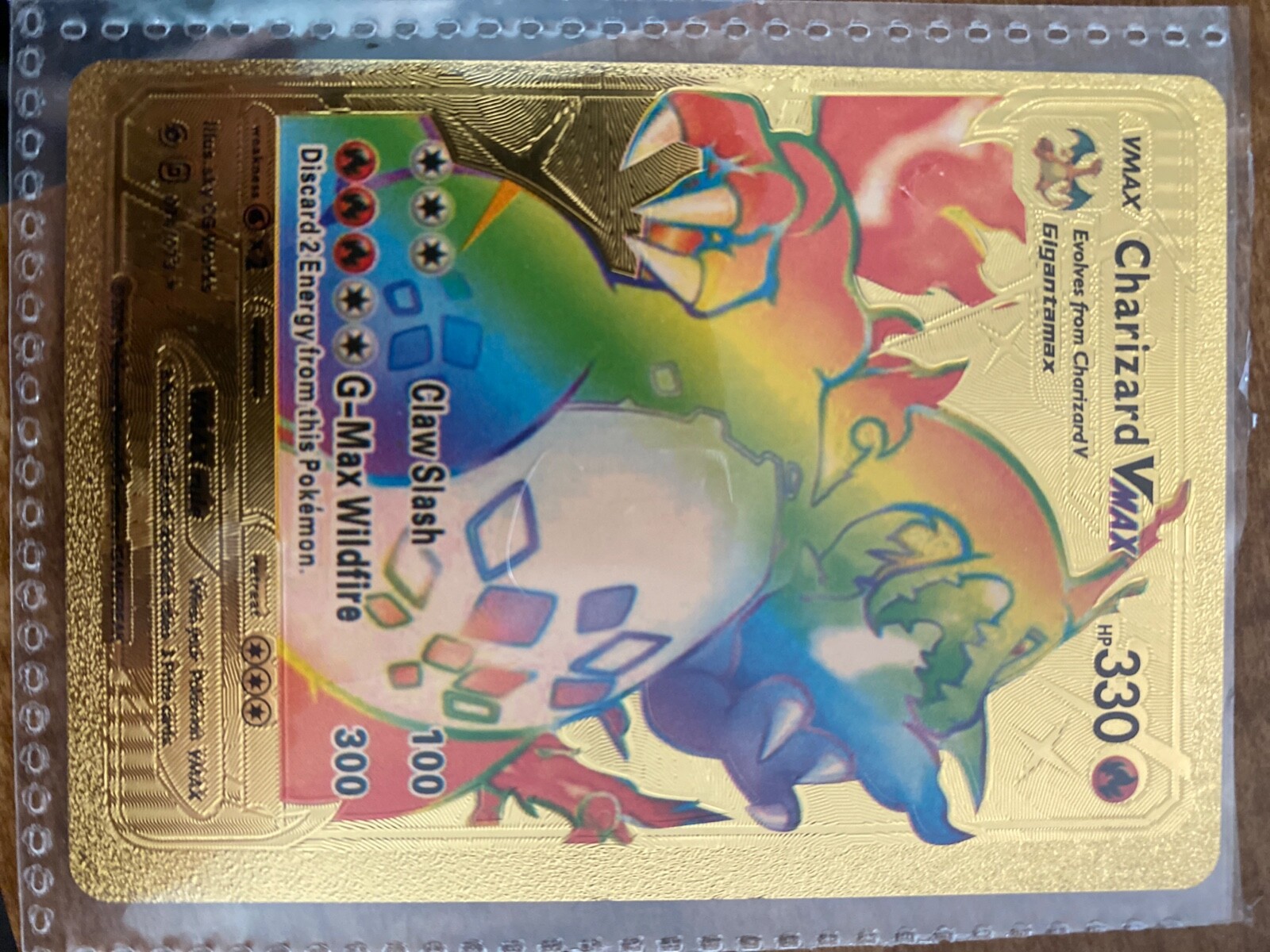 Rainbow Charizard VMAX - Gold Metal Charizard Pokemon Card Rare | eBay
