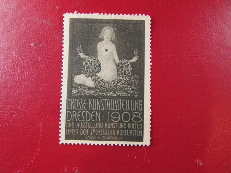 Poster Stamp Cinderella Vignette Marken 1908 Dresden Grosse Kunstausstellung