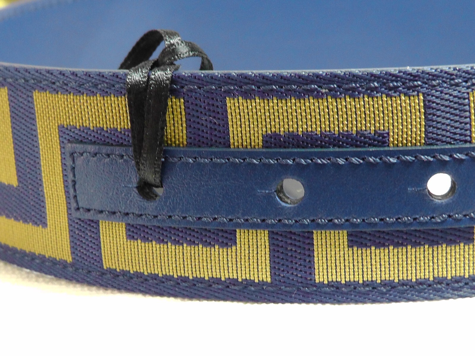 Pre-owned Versace Men's La Medusa Blue / Gold Web Belt Size 95cm Or 37 Inches$495nwt