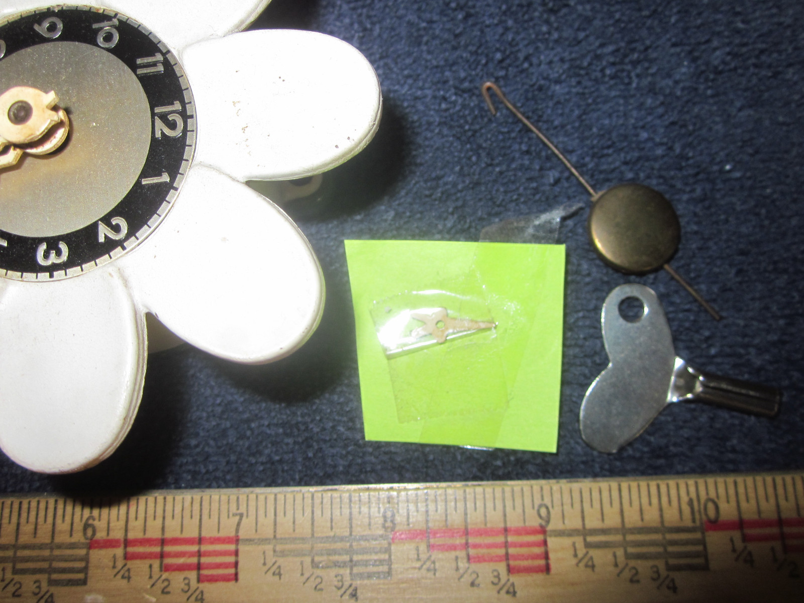 Vintage German Daisy Flower Clock Pendulum Key Wind