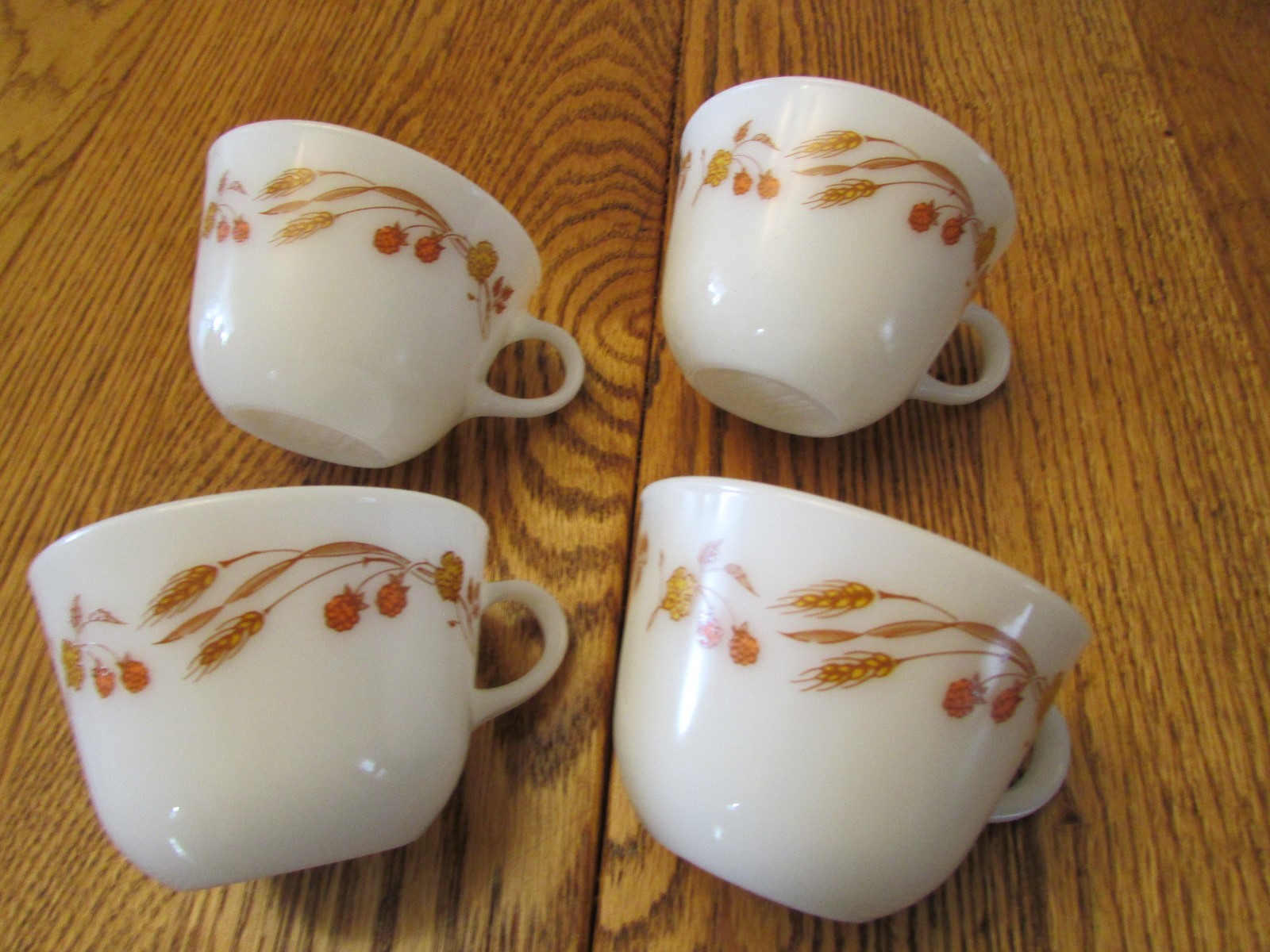Pyrex Autumn Harvest Orange Brown Corning White Glass C Cups Vintage Original